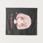Cute Anime Girl - Be My Valentine T-Shirt タペストリー (正面(横))