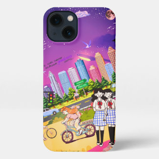 Cute Anime Girl in Scenic Landscape  iPhone 13ケース