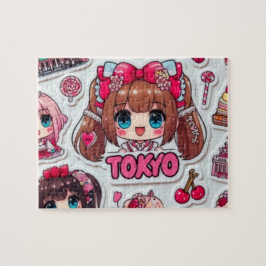 Cute Anime Girl & Kawaii Things Tokyo Harajuku  ジグソーパズル (横)
