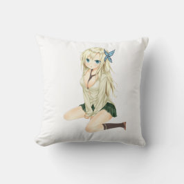 Cute Anime Girl Pillow Art – Soft Aesthetic Waifu  クッション