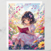 Cute Anime Girl Reading a Book (正面/裏面)