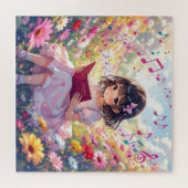 Cute Anime Girl Reading a Book ジグソーパズル (横)