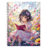 Cute Anime Girl Reading a Book Personalized ノートブック (正面)