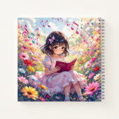 Cute Anime Girl Reading a Book Personalized ノートブック (裏面)
