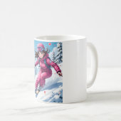 Cute Anime Girl Skiing | Winter Sports コーヒーマグカップ (正面右)