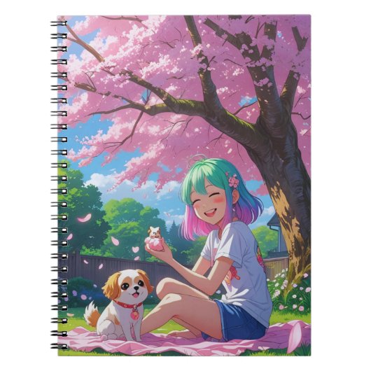 Cute Anime Girl with Doggie Notebook ノートブック (正面)