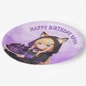 Cute Anime Girl's Birthday Party ペーパープレート (アングル)