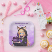 Cute Anime Girl's Birthday Party ペーパープレート (パーティー)