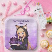 Cute Anime Girl's Birthday Party ペーパープレート (パーティー)