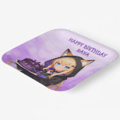 Cute Anime Girl's Birthday Party ペーパープレート (傾斜あり)