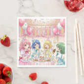 Cute Anime Girl's Ice Cream Birthday Party   スタンダードランチョンナプキン (インサイチュ)