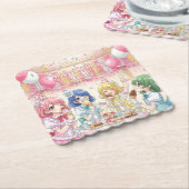 Cute Anime Girl's Ice Cream Birthday Party   ペーパーコースター (アングル)