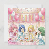 Cute Anime Girl's Ice Cream Birthday Party 招待状 (正面)