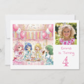 Cute Anime Girl's Ice Cream Birthday Party Photo 招待状 (正面)