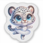 Cute Anime Kawaii Balerina Snow Leopard Stickers シール (正面)