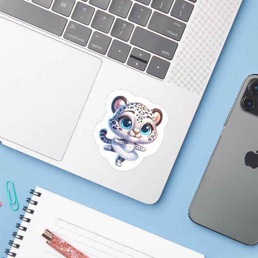 Cute Anime Kawaii Balerina Snow Leopard Stickers シール (ノートパソコンとiPhone)