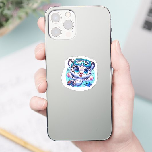 Cute Anime Kawaii Snow Leopard Stickers シール (スマートフォン)