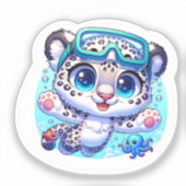 Cute Anime Kawaii Snow Leopard Stickers シール (正面)