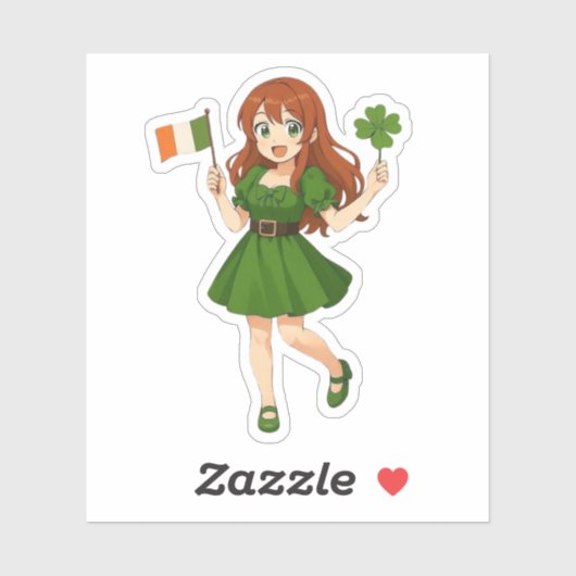 Cute anime redhead Saint Patrick's Day  シール (シート)