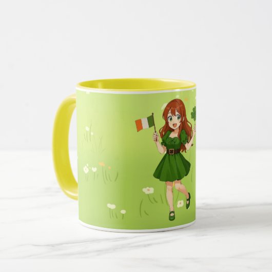 Cute anime redhead Saint Patrick's Day   マグカップ (正面左)