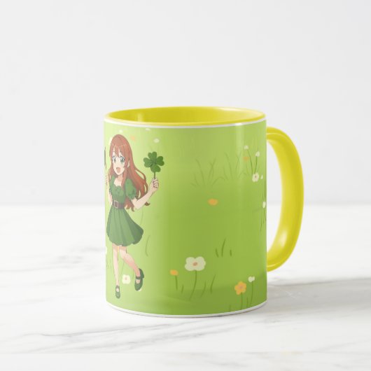 Cute anime redhead Saint Patrick's Day   マグカップ (正面右)