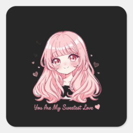 Cute Anime Valentine Sweatshirt スクエアシール