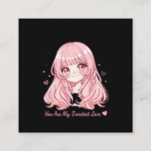 Cute Anime Valentine Sweatshirt スクエア名刺 (正面)