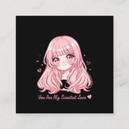 Cute Anime Valentine Sweatshirt スクエア名刺