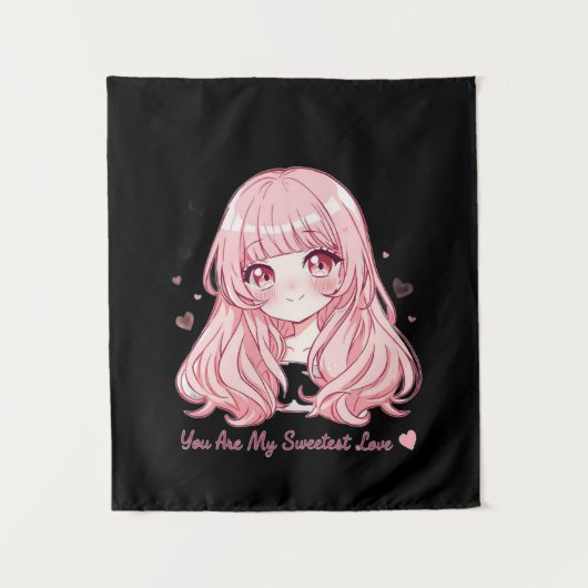 Cute Anime Valentine Sweatshirt タペストリー (正面)