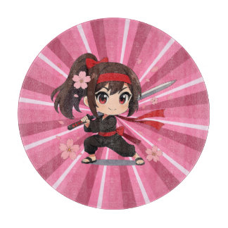 Cute anime warrior blossom girl カッティングボード