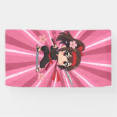 Cute anime warrior blossom girl 横断幕 (横)