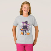 Cute Anime Witch Girl Halloween Kids T-Shirt Tシャツ (正面フル)