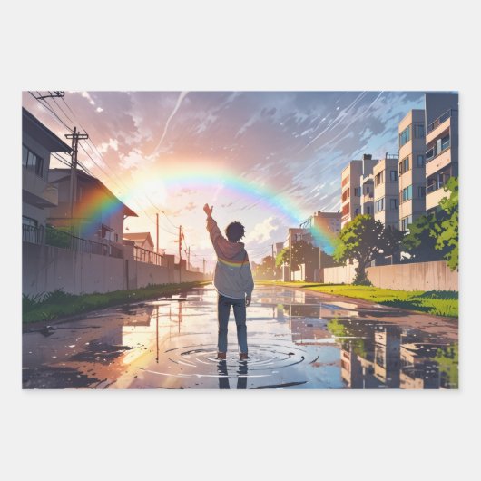 Cute Anime Wrapping Paper - Pack of 3 pages ラッピングペーパーシート (正面)