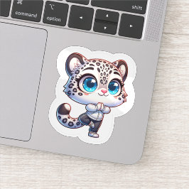 Cute Anime Yoga Sport Snow Leopard Sticker シール
