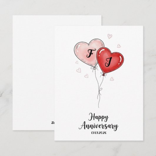 Cute Anniversary Card Personalized Couple Gift シーズンカード (正面/裏面)