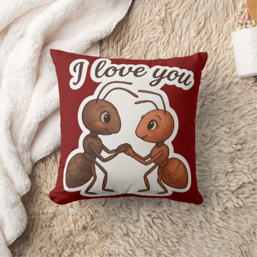 Cute Ant Love Sticker – Romantic Transparent Desig クッション (ブランケット)