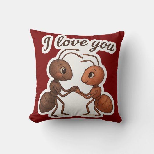 Cute Ant Love Sticker – Romantic Transparent Desig クッション (正面)