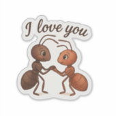 Cute Ant Love Sticker – Romantic Transparent Desig シール (正面)