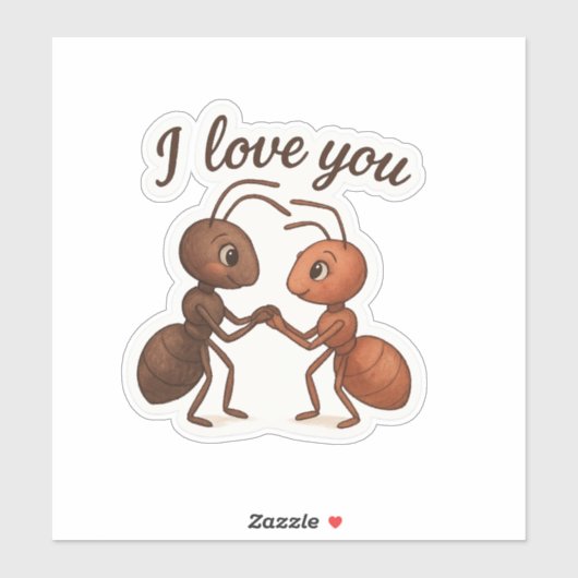 Cute Ant Love Sticker – Romantic Transparent Desig シール (シート)