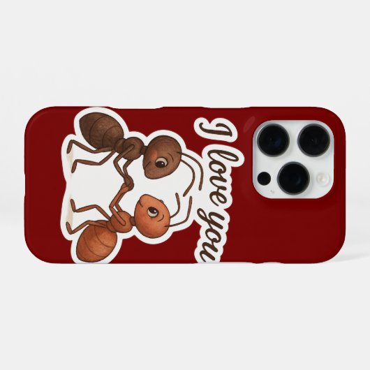 Cute Ant Love Sticker – Romantic Transparent Desig iPhoneケース (裏面横)