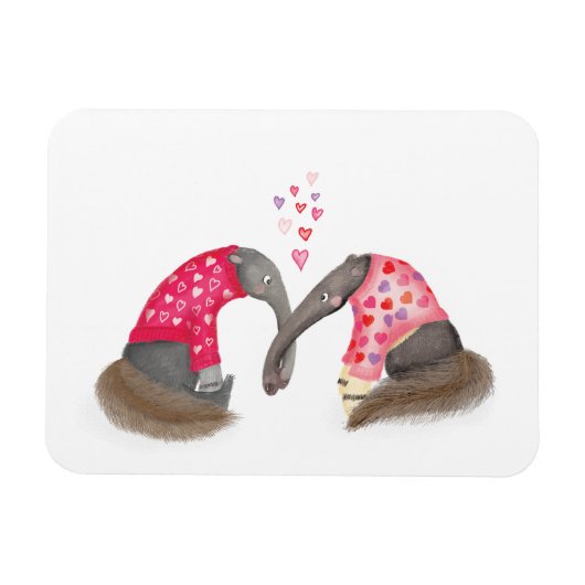 Cute anteaters in love magnet マグネット (横)