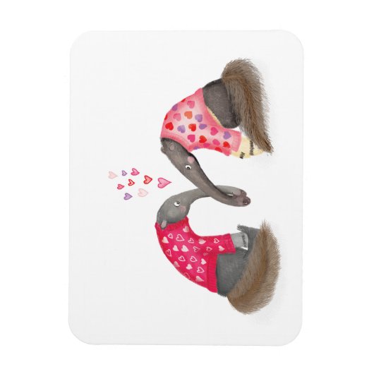 Cute anteaters in love magnet マグネット (縦)