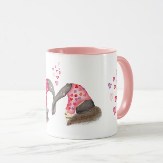 Cute anteaters in love mug マグカップ (正面右)