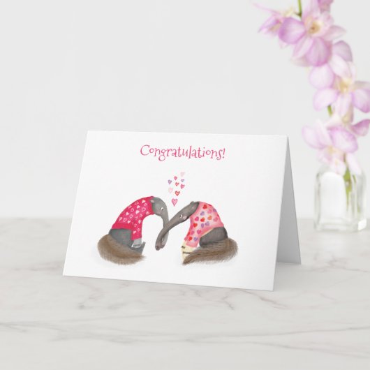 Cute anteaters in love wedding or engagement card カード (蘭)