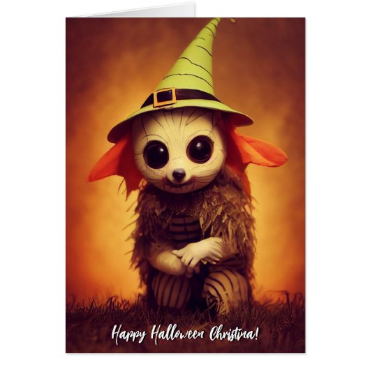 Cute Anthropomorphic Critter Animal Halloween Card (正面)