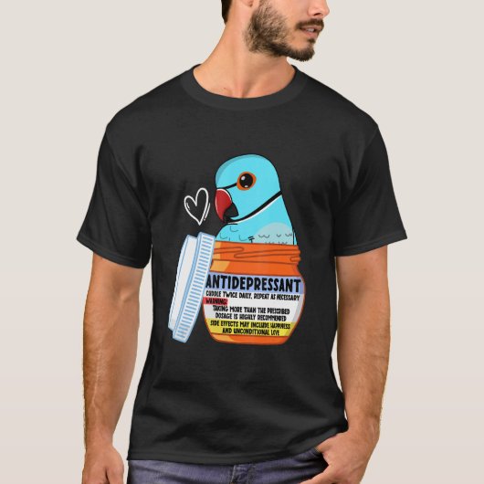Cute Antidepressant Parrot I Blue Indian Ringneck Tシャツ (正面)