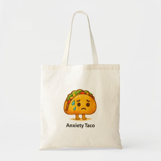 Cute Anxiety Taco Tote Bag Funny Grocery Bag トートバッグ (正面)