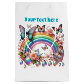 Cute any purpose butterfly party customizable ミディアムペーパーバッグ (正面)