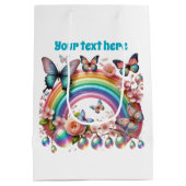 Cute any purpose butterfly party customizable ミディアムペーパーバッグ (裏面)