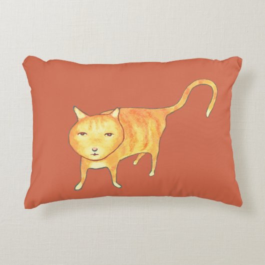 Cute Apathetic Orange Cat アクセントクッション (正面)